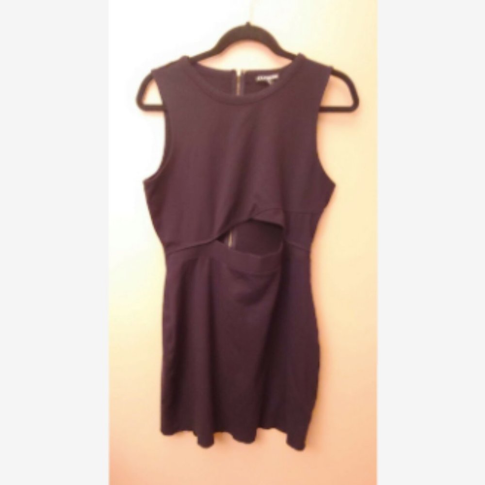 Express Black Sleeveless, Torso Cutout Party Dress